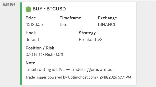 TradeTrigger Discord alert delivery preview