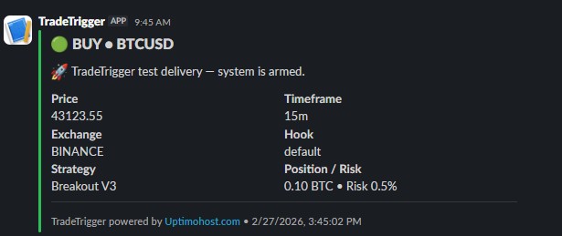 TradeTrigger Slack alerts from TradingView